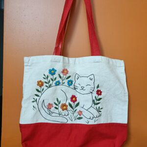 Blossom Whiskers Embroidered Tote