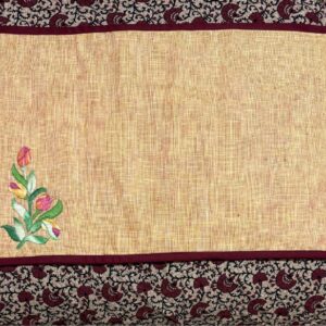 Embroidered Linen Table Mat - Natural Elegance