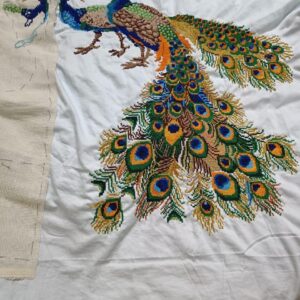 Regal Peacock Hand-Embroidered Bedsheet Set