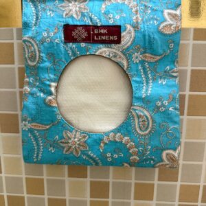 Aqua Paisley Car Tissue Holder
