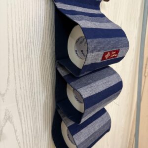 Indigo Stripe Fabric Tissue Roll Holder