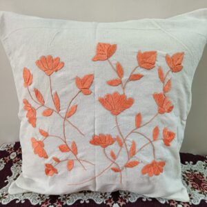 Peach Blossom Embroidered Cushion Cover