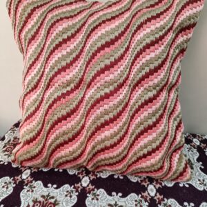 Rosy Wave Jute Cushion Cover